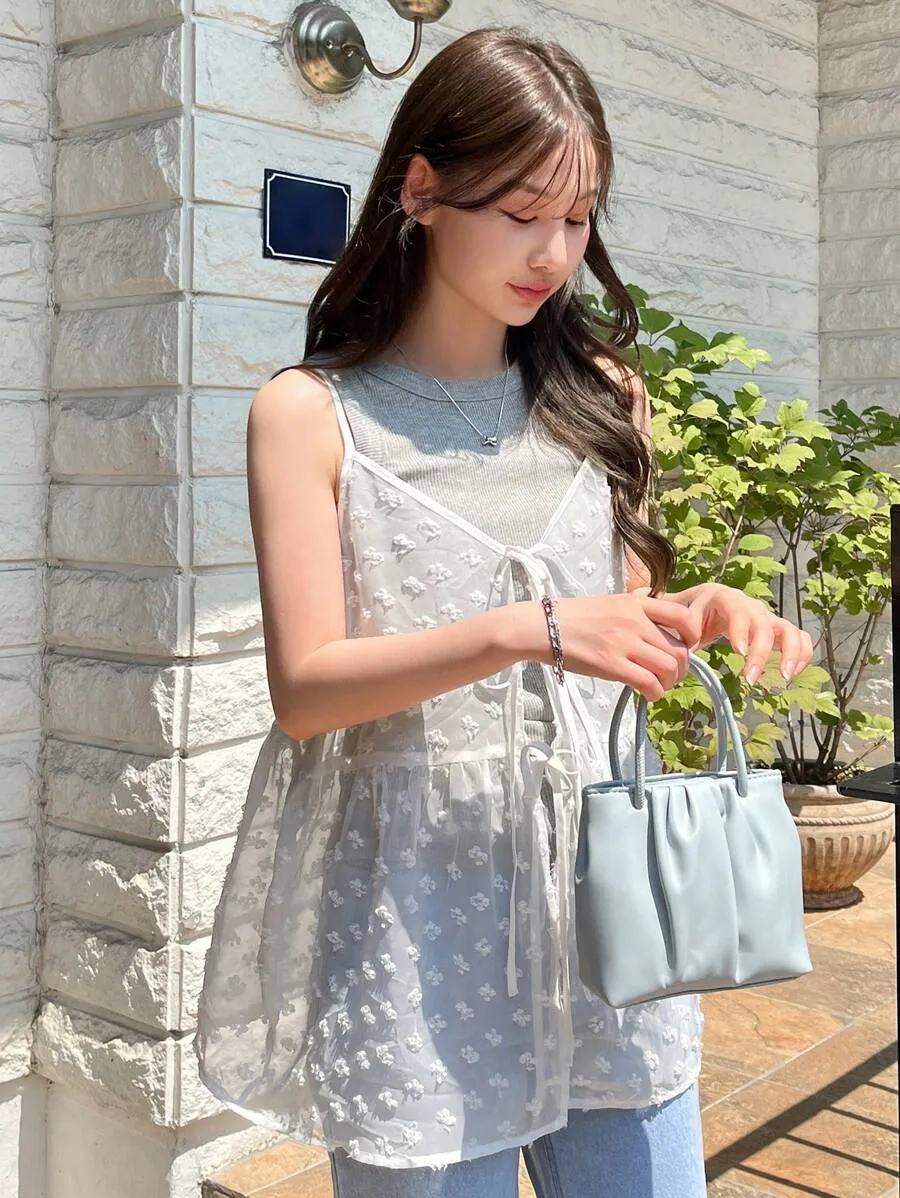 女式印花简约日常背心、荷叶边娃娃装上衣