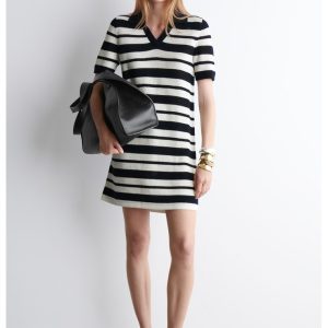COS OPEN-KNIT POLO MINI DRESS